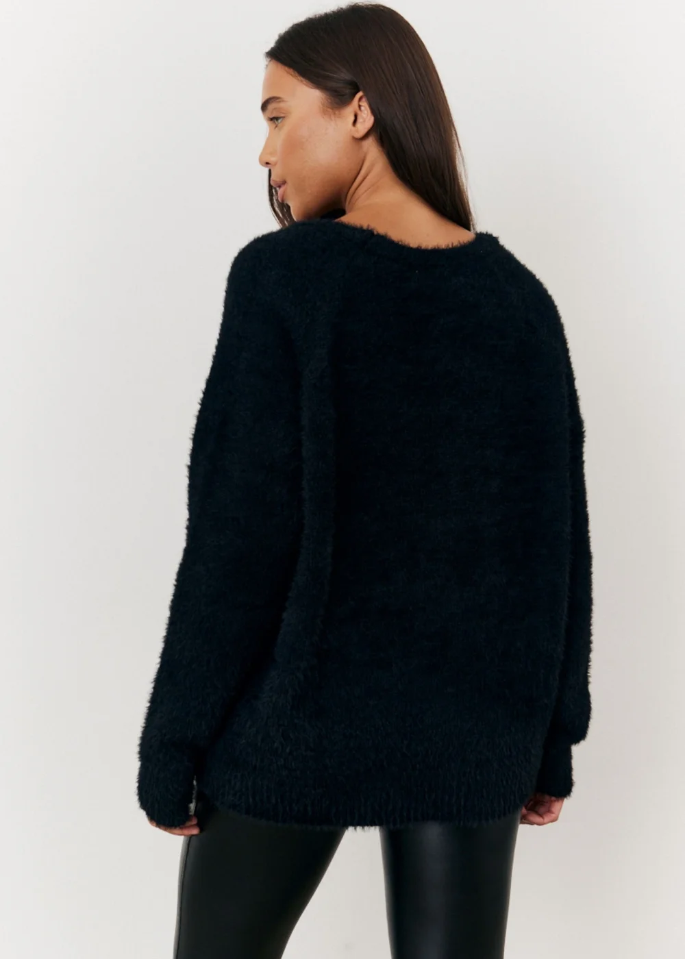 In The Style Stacey Solomon Black Fluffy Knit Embellished Bow Detail Cardigan - 06-08 Image 4