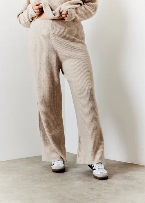 In The Style Hannah Brown Camel Knit Wide Leg Trousers - 14-16 Image 7