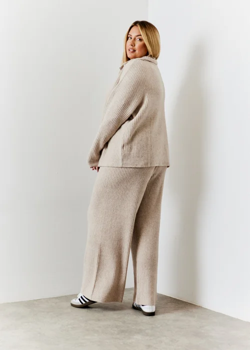 In The Style Hannah Brown Camel Knit Wide Leg Trousers - 14-16 Image 6