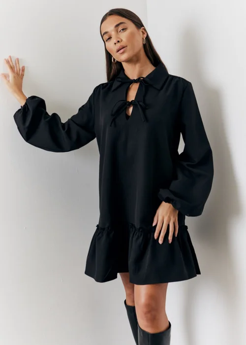 In The Style Black Shirt Smock Mini Dress - Size 18 Image 1