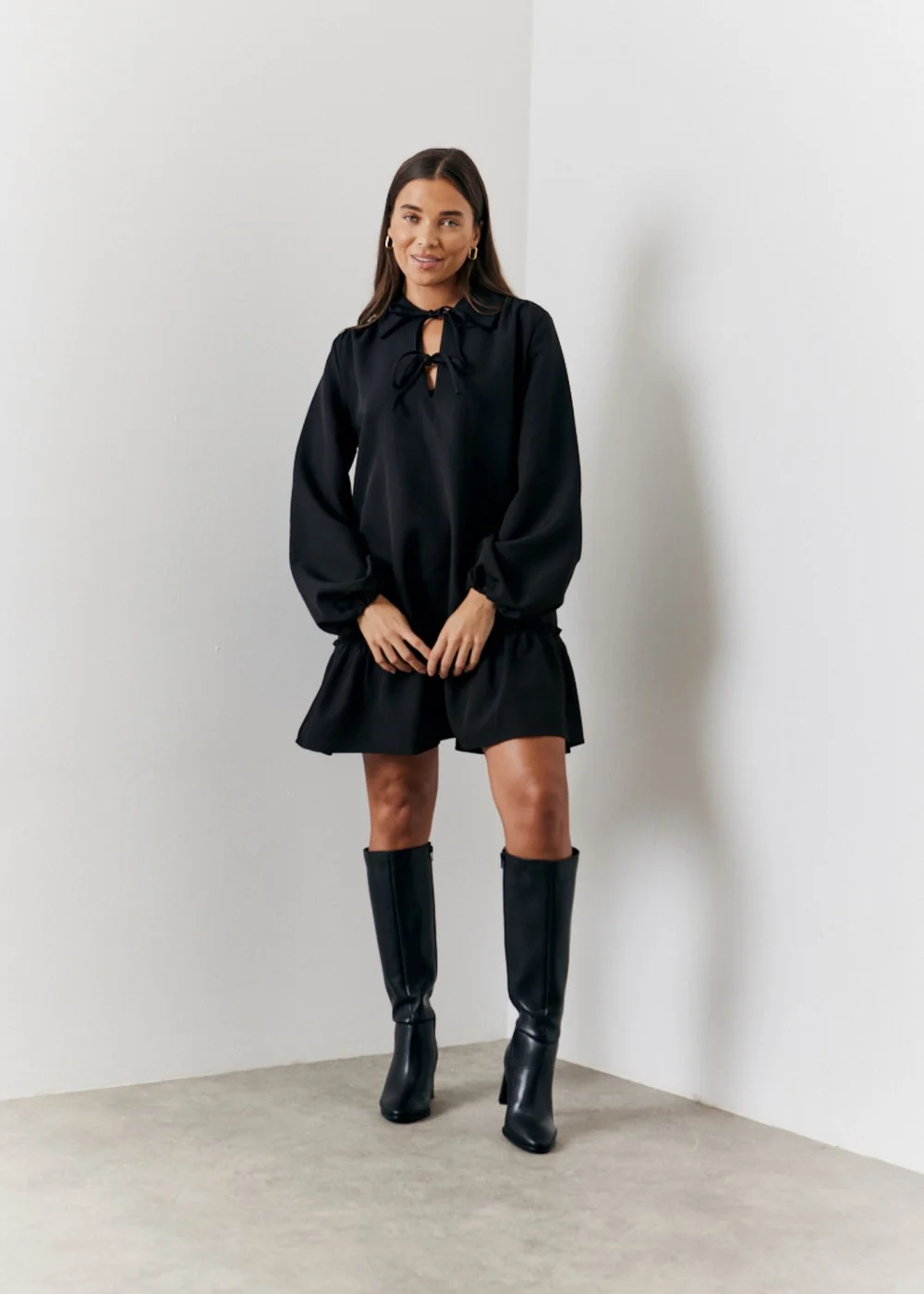 In The Style Black Shirt Smock Mini Dress - Size 18 Image 3