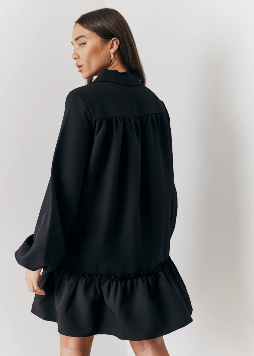 In The Style Black Shirt Smock Mini Dress - Size 18 Image 2