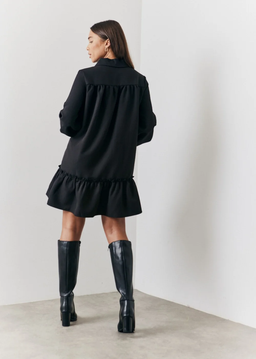 In The Style Black Shirt Smock Mini Dress - Size 18 Image 4