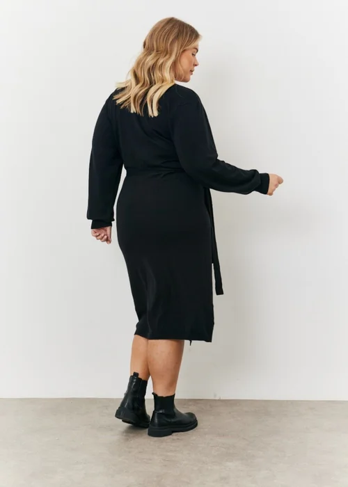 In The Style Jess Millichamp Black Knit Wrap Midi Dress - 10-12 Image 2