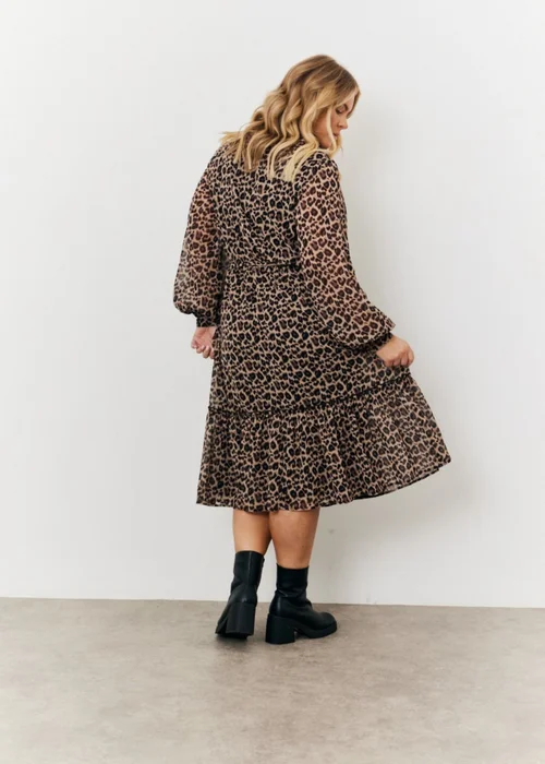 In The Style Jess Millichamp Brown Leopard Smock Shirt Maxi Dress - Size 24 Image 2