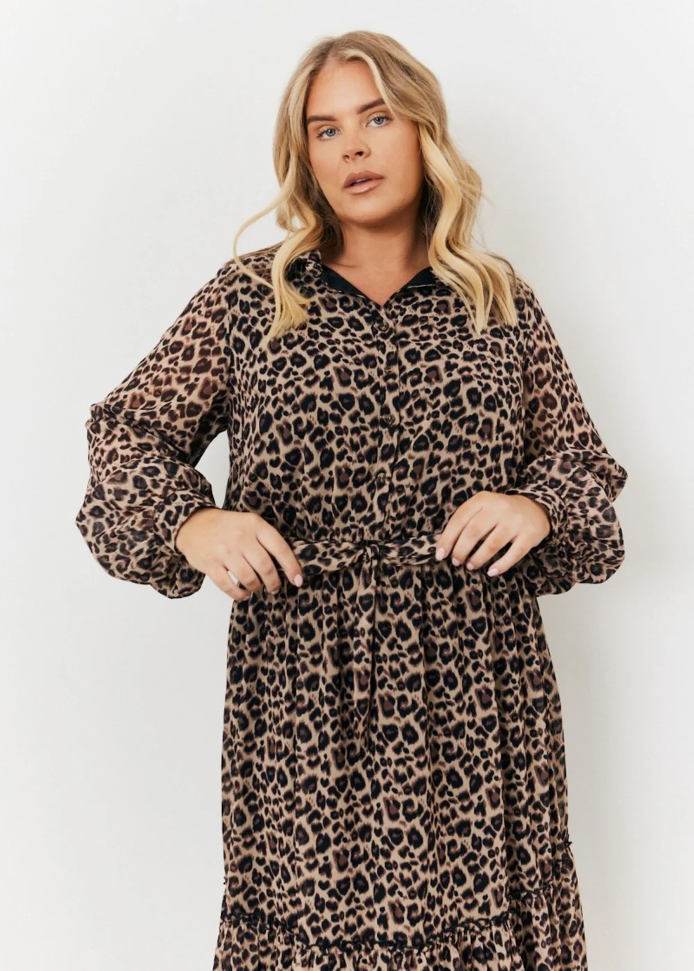 In The Style Jess Millichamp Brown Leopard Smock Shirt Maxi Dress - Size 24 Image 3