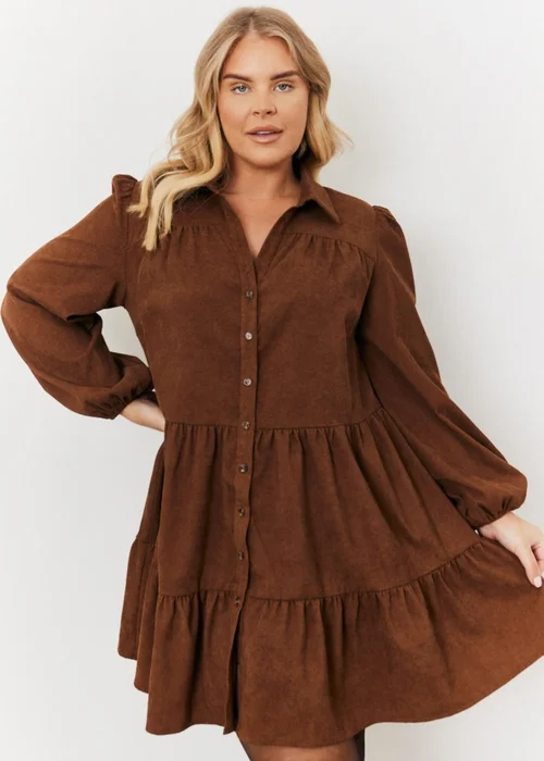 In The Style Jess Millichamp Brown Suede Smock Mini Dress - Size 12 Image 1