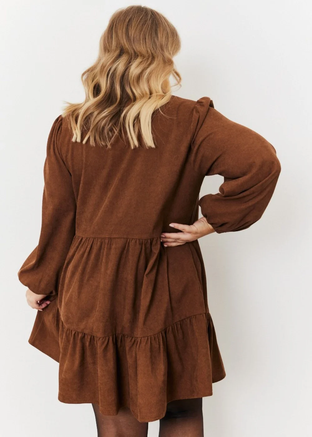 In The Style Jess Millichamp Brown Suede Smock Mini Dress - Size 12 Image 2