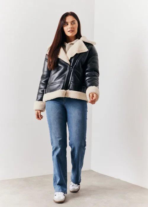 In The Style Black Borg Aviator Jacket - 18 Image 5