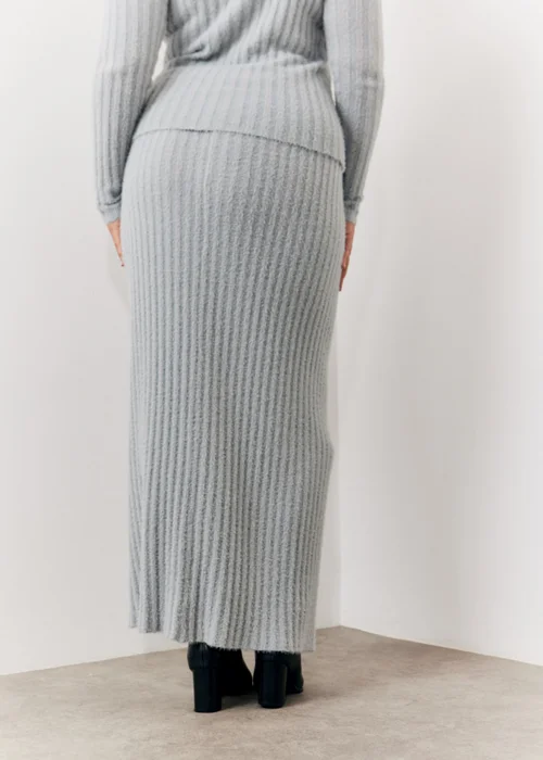 In The Style Grey Fluffy Ribbed Midaxi Skirt - Size 6-8 Image 8
