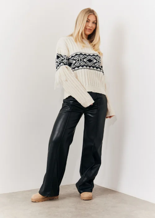 In The Style Perri Sian Cream Aztec Fringe Jumper - 06-08 Image 4
