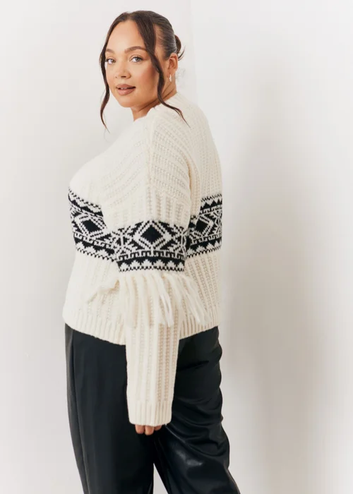 In The Style Perri Sian Cream Aztec Fringe Jumper - 06-08 Image 10