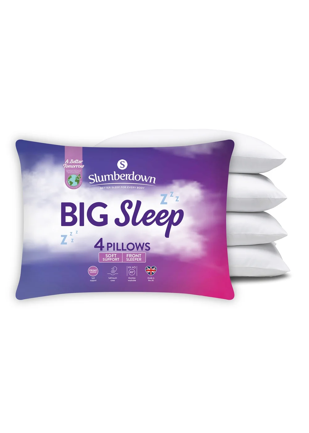 4 Pack Slumberdown Big Sleep Pillows Image 2