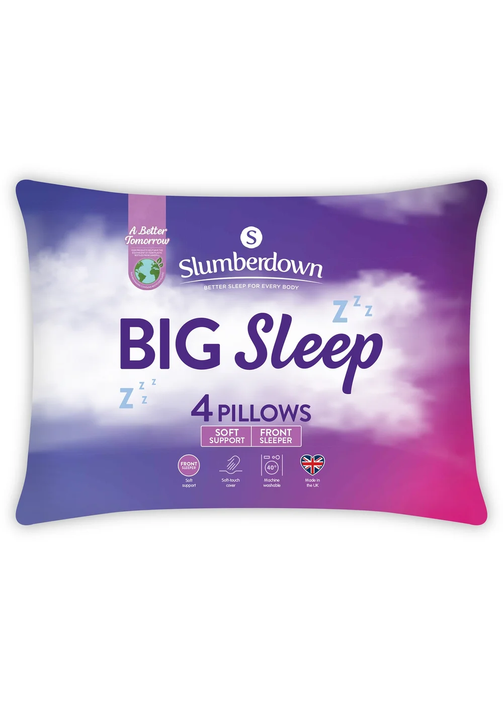 4 Pack Slumberdown Big Sleep Pillows Image 1