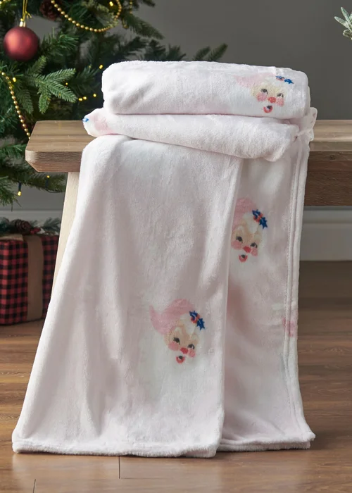 Catherine Lansfield Vintage Christmas Santa Cosy Fleece Blanket Throw (130x170cm) - One Size Image 1