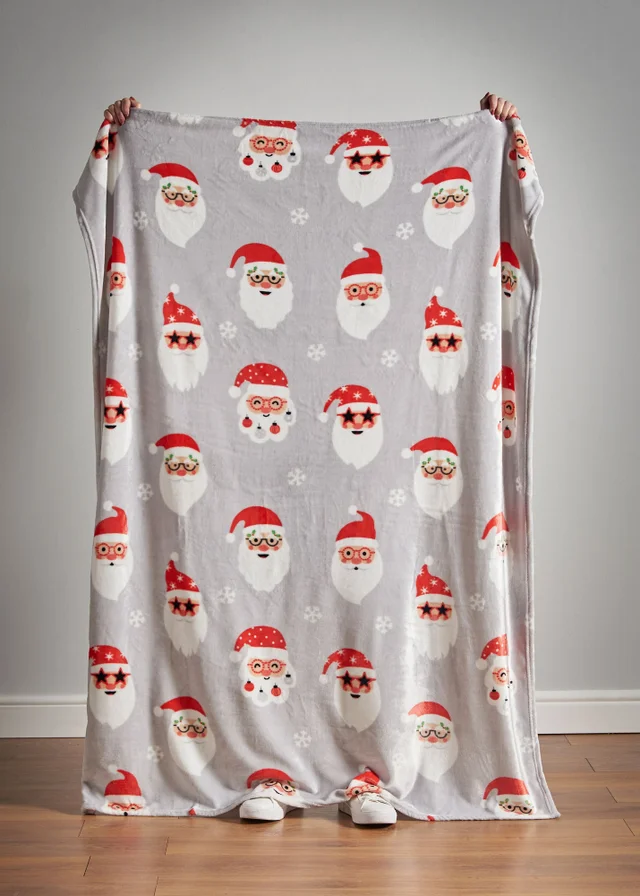 Catherine Lansfield Christmas Santa Spec-Tacular Cosy Fleece Blanket Throw (130x170cm)