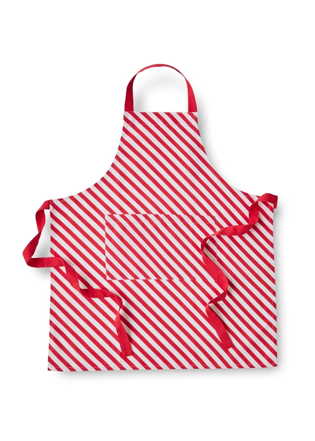 Catherine Lansfield Christmas Candy Cane Cotton Kitchen Adult Apron (70x80 cm)