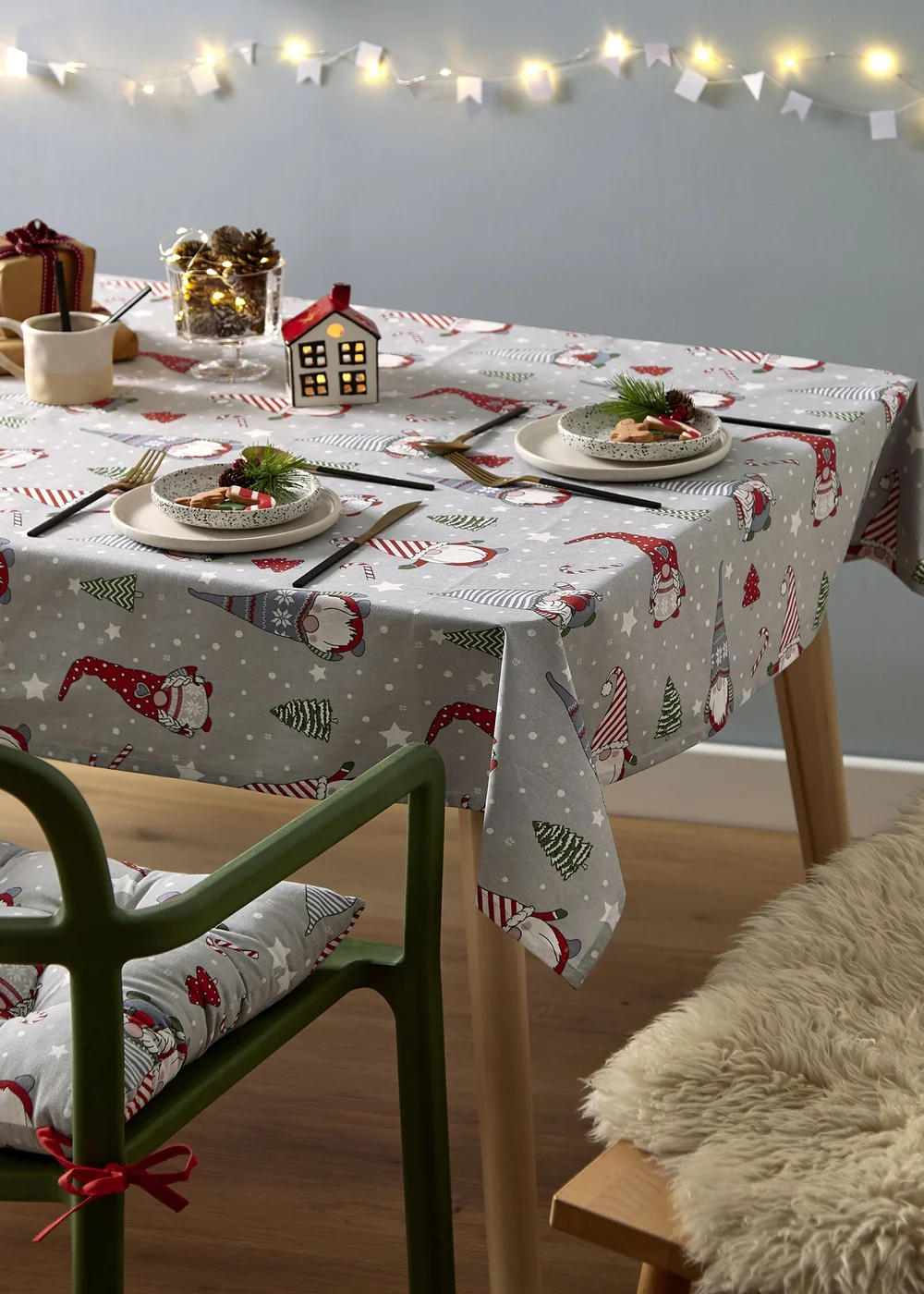 Catherine Lansfield Christmas Gnomes Cotton Dining Table Cloth - 137 x 178cm Image 2
