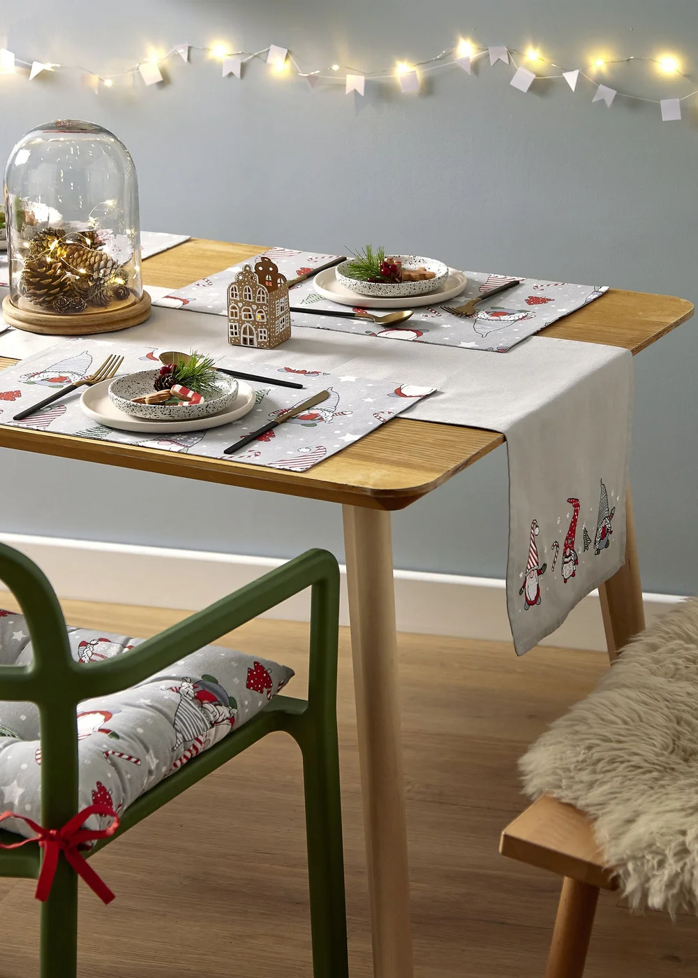 Catherine Lansfield Christmas Gnomes Embroidered Cotton Dining Table Runner (32x220 cm) - L Image 2