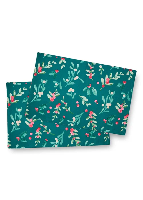 Catherine Lansfield Christmas Holly and MistletoeDining Placemat 4 Pack (30x46 cm) - One Size Image 1