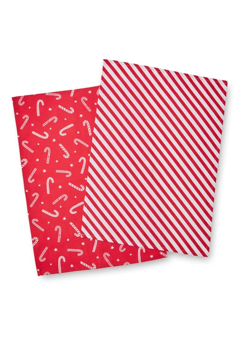Catherine Lansfield Christmas Candy Cane Kitchen Tea Towel Pack of 4 (50x75 cm) - One Size Image 4