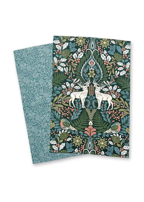 Catherine Lansfield Majestic Stag Cotton Kitchen Tea Towel Pair (50x75 cm) - One Size Image 1