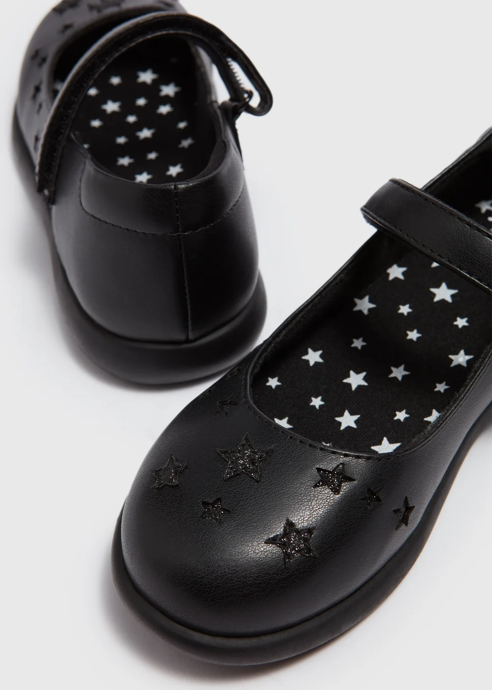 Girls Black Scuff Resistant Mary Jane Star School Shoes (Younger 8-Older 3) - Size 1 Image 2