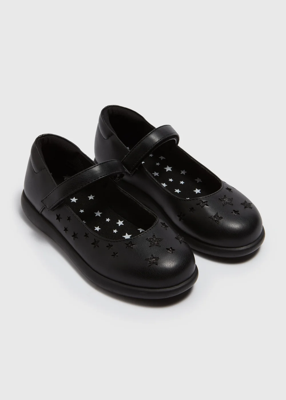 Girls Black Scuff Resistant Mary Jane Star School Shoes (Younger 8-Older 3) - Size 1 Image 1