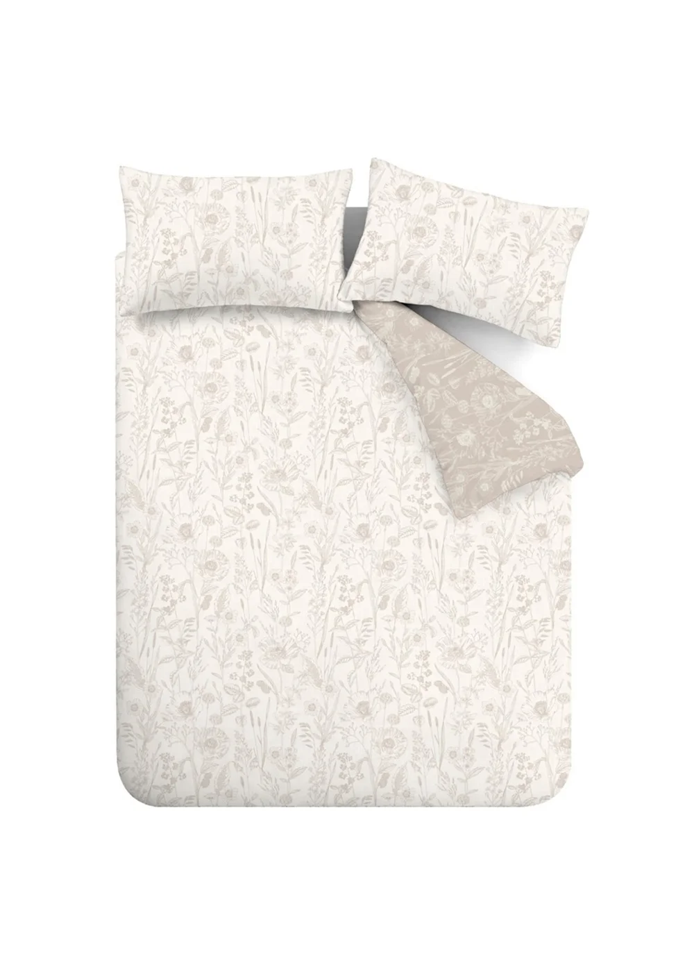 Bianca Fine Linens Brushed Cotton Floral Toile Reversible Duvet Cover Set Natural - Single Image 5