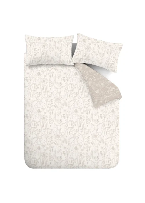 Bianca Fine Linens Brushed Cotton Floral Toile Reversible Duvet Cover Set Natural - Single Image 5