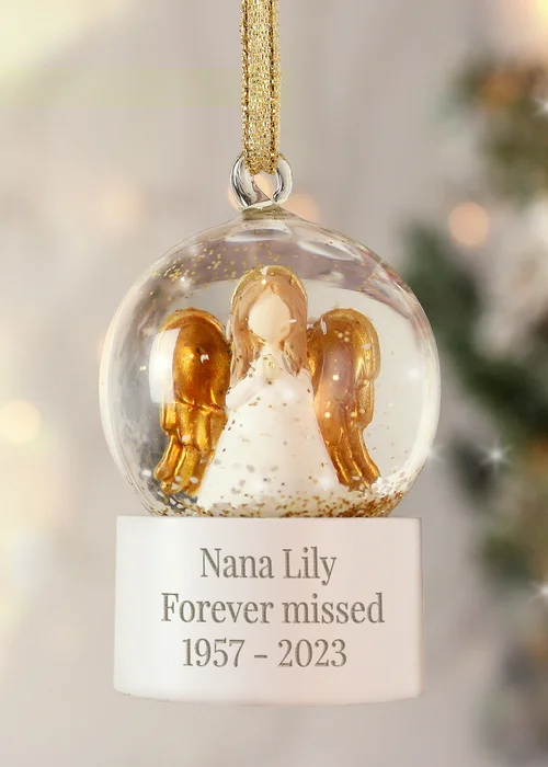 Personalised Memento Company White Angel Message Glitter Snow Globe - No Size Image 3
