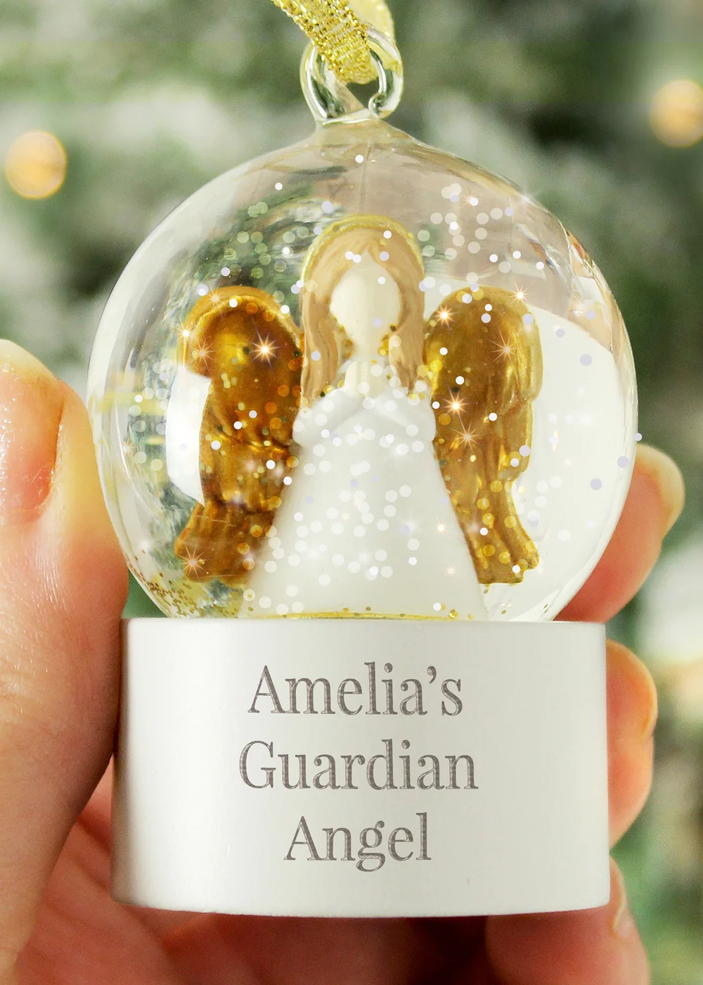 Personalised Memento Company White Angel Message Glitter Snow Globe - No Size Image 2