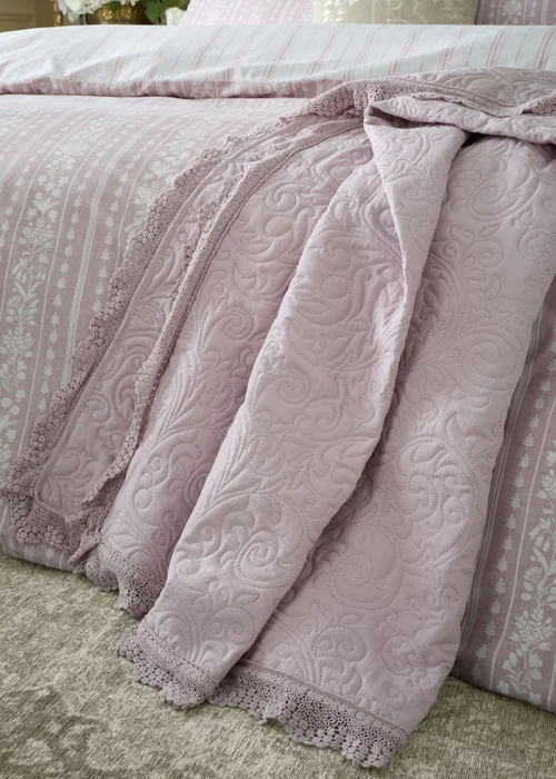 Bridgerton By Catherine Lansfield Silhouette Floral Lace Bedspread (220x230cm) - One Size Image 2