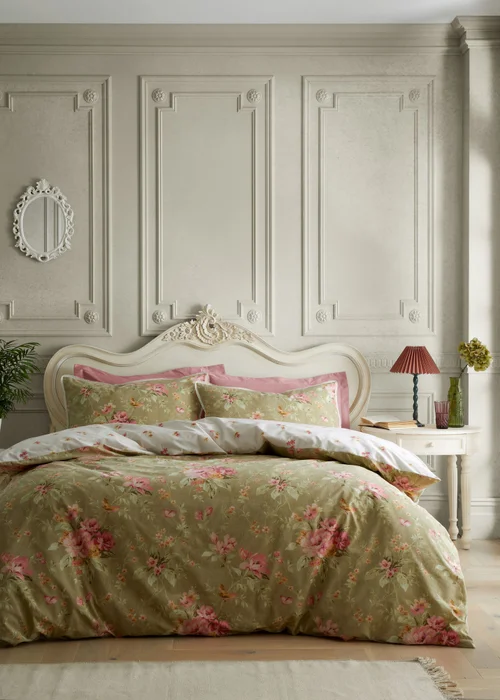 Bridgerton By Catherine Lansfield Penelope Floral Reversible Duvet Cover Set - Single Image 1
