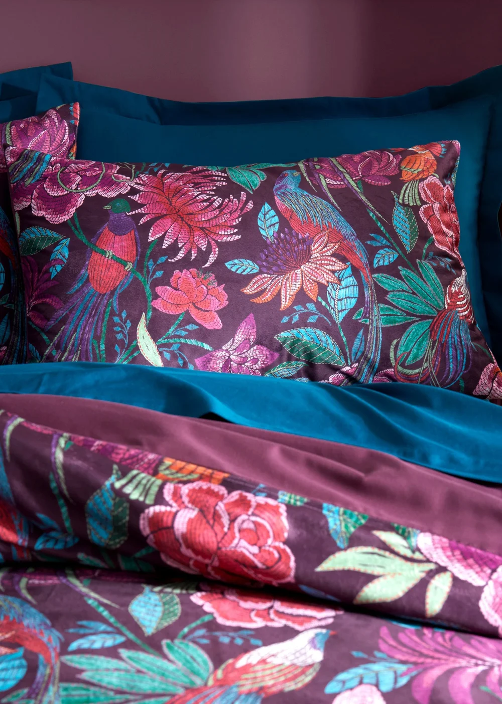 Bridgerton By Catherine Lansfield Kate Floral Soft Velvet Duvet Cover Set - Single Image 2