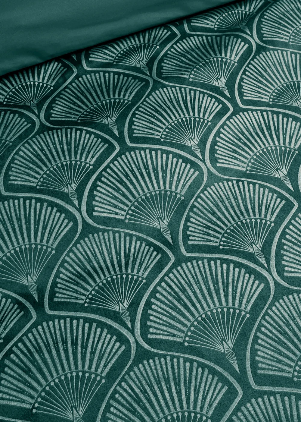 Catherine Lansfield Art Deco Pearl Duvet Cover Set Teal Green - Double Image 4