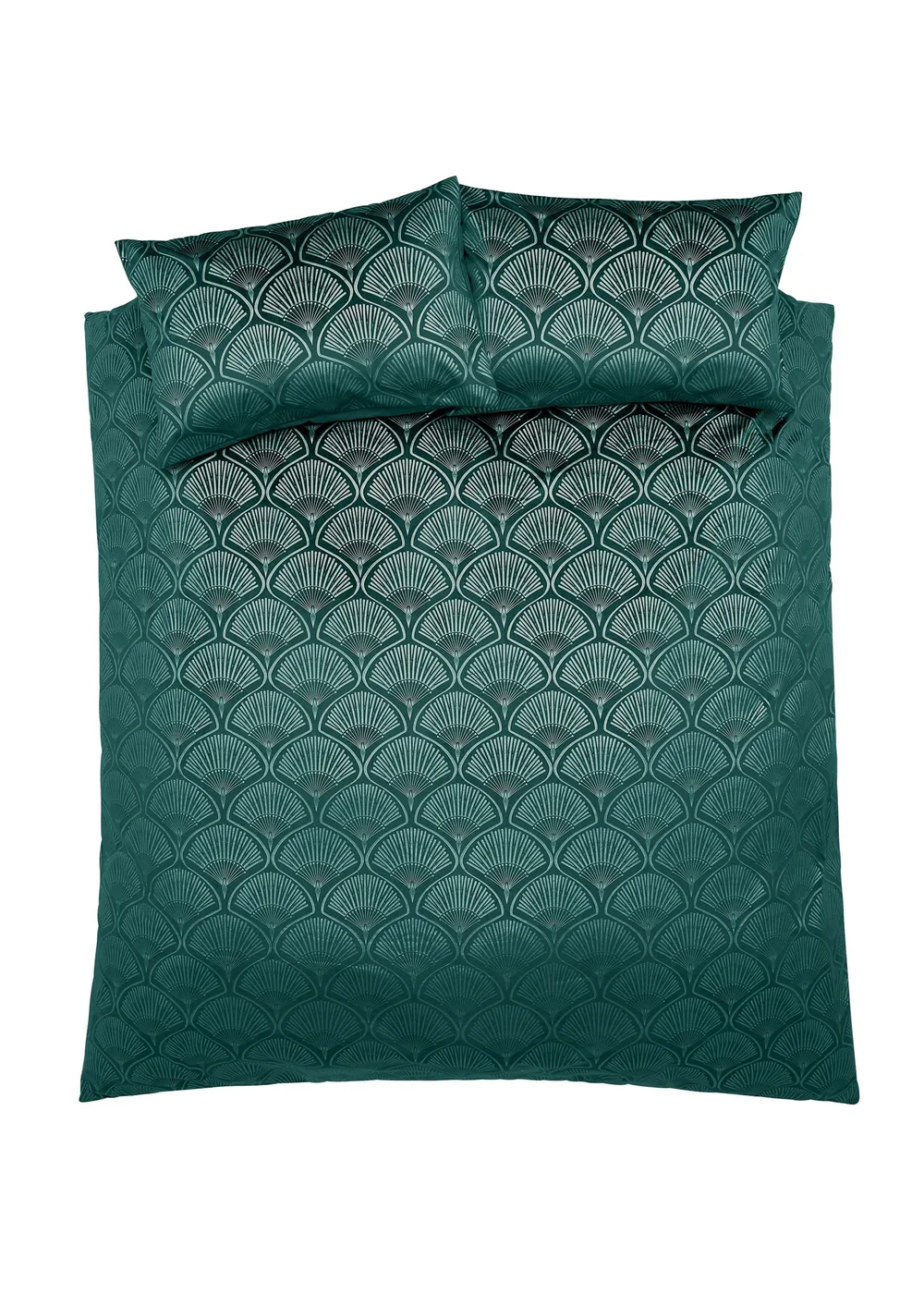 Catherine Lansfield Art Deco Pearl Duvet Cover Set Teal Green - Double Image 5