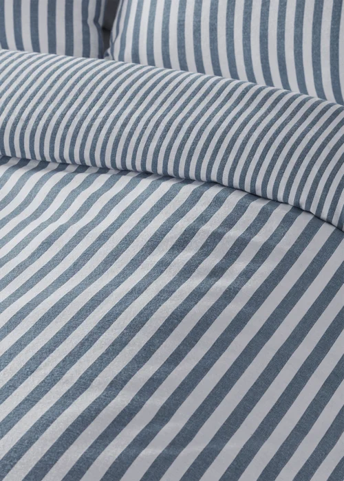 Catherine Lansfield Brushed Cotton Stripe Reversible Duvet Cover Set - Single Image 4