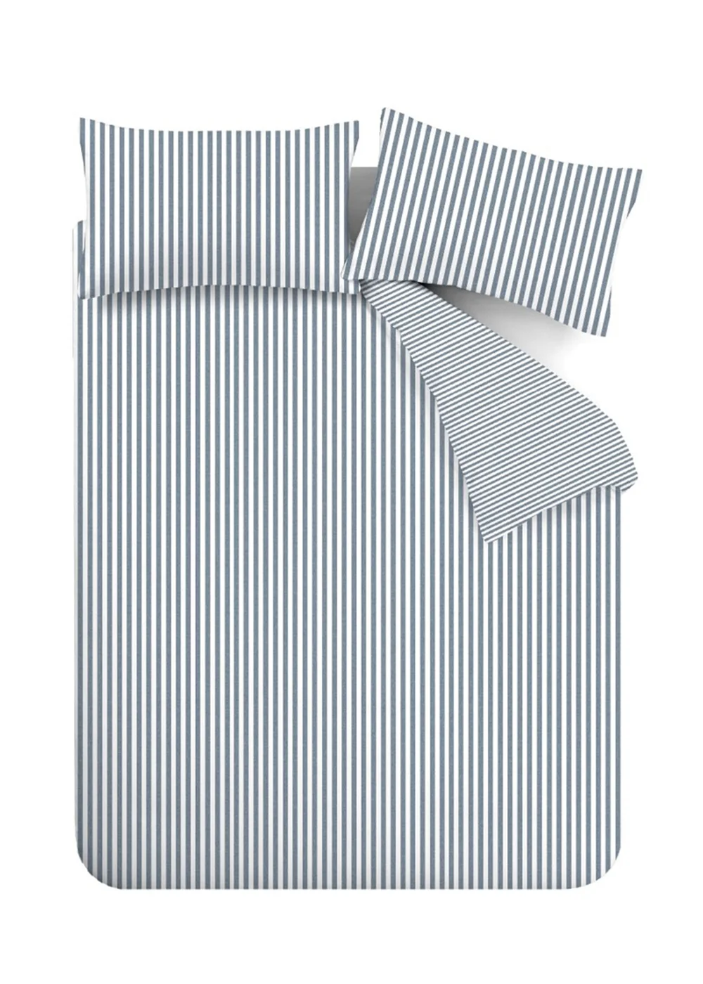 Catherine Lansfield Brushed Cotton Stripe Reversible Duvet Cover Set - Single Image 5