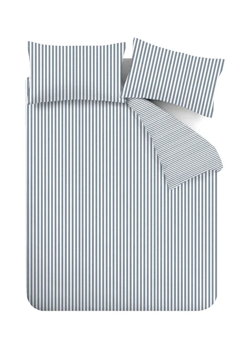 Catherine Lansfield Brushed Cotton Stripe Reversible Duvet Cover Set - Single Image 5