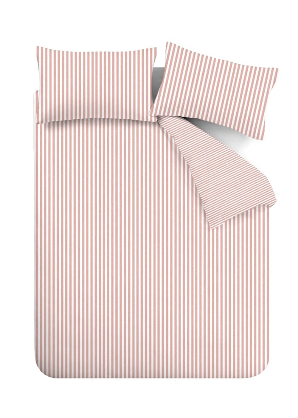 Catherine Lansfield Brushed Stripe Cotton Reversible Duvet Cover Set Blush Pink - Single Image 5