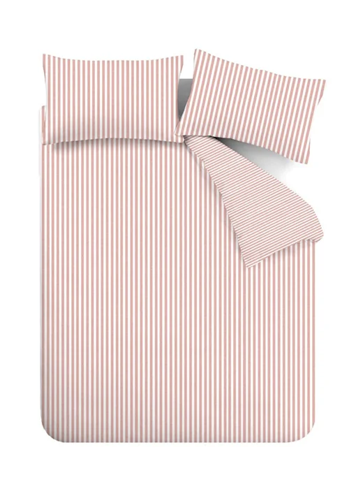 Catherine Lansfield Brushed Stripe Cotton Reversible Duvet Cover Set Blush Pink - Single Image 5