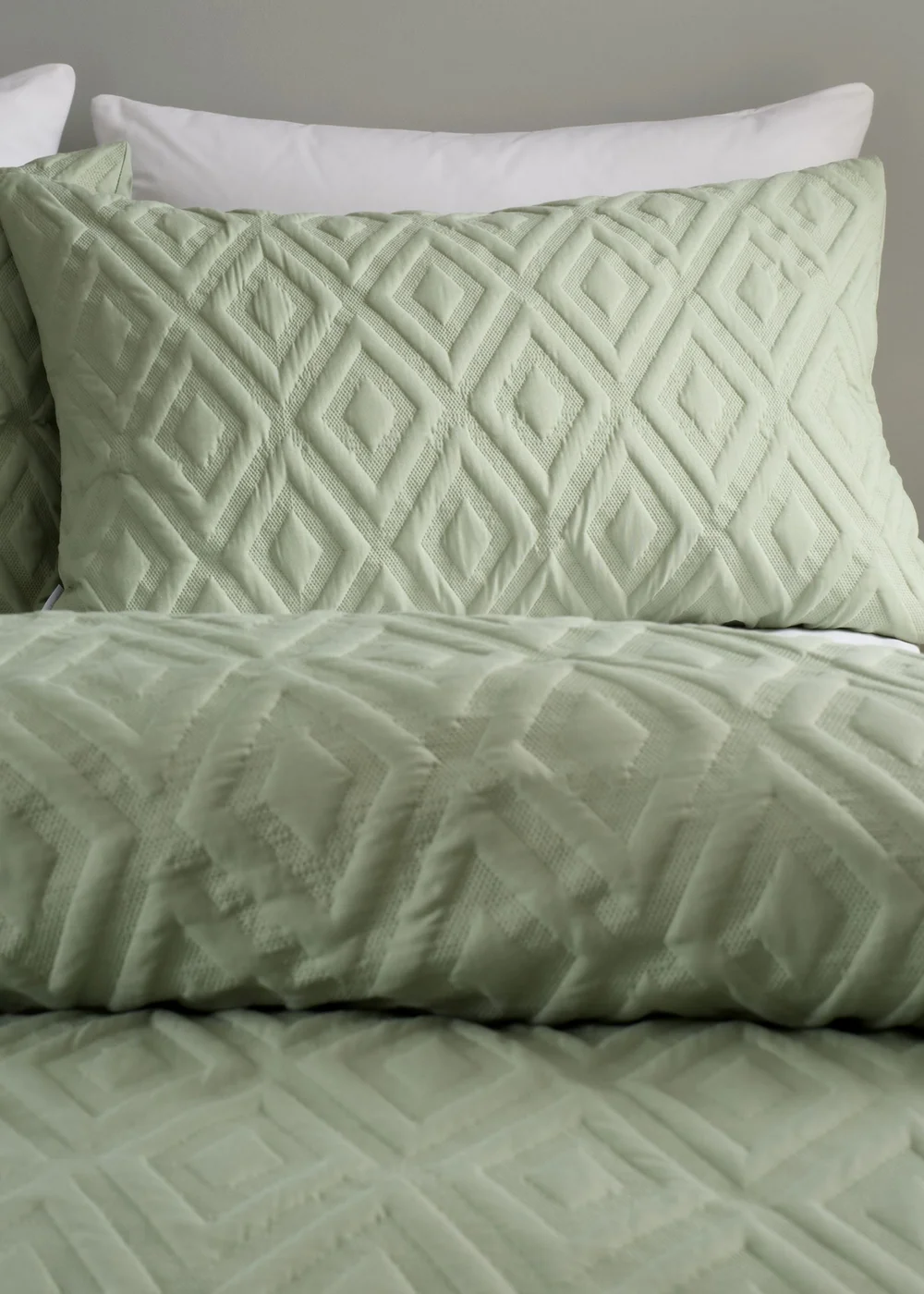 Catherine Lansfield Jacob Geo Soft Touch Duvet Cover Set Sage Green - Single Image 2