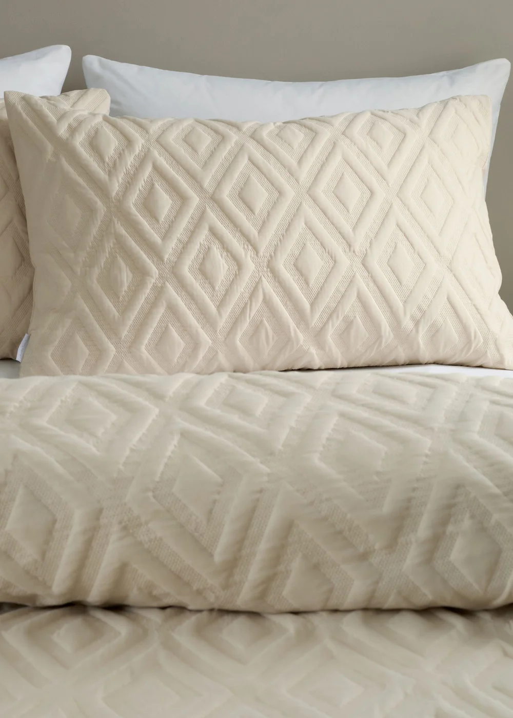 Catherine Lansfield Jacob Geo Soft Touch Duvet Cover Set Natural - Single Image 2