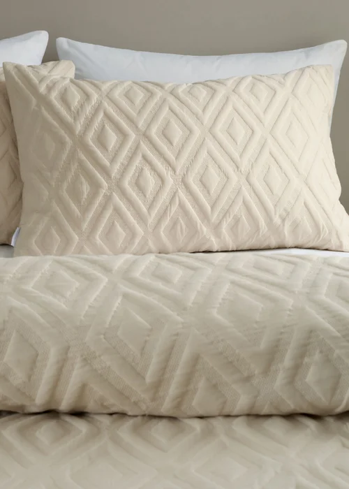 Catherine Lansfield Jacob Geo Soft Touch Duvet Cover Set Natural - Single Image 2