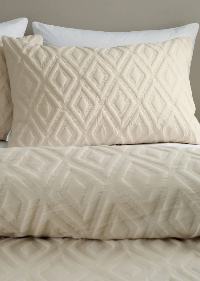 Catherine Lansfield Jacob Geo Soft Touch Duvet Cover Set Natural