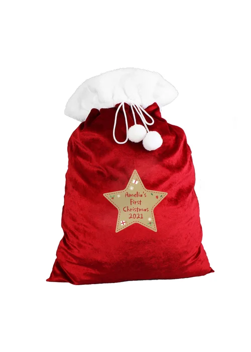 Personalised Memento Company Red Free Text Star Luxury Pom Pom Sack - One Size Image 1