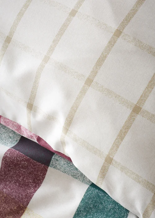 Catherine Lansfield Autumn Check Reversible Duvet Cover Set Natural Plum - Single Image 4