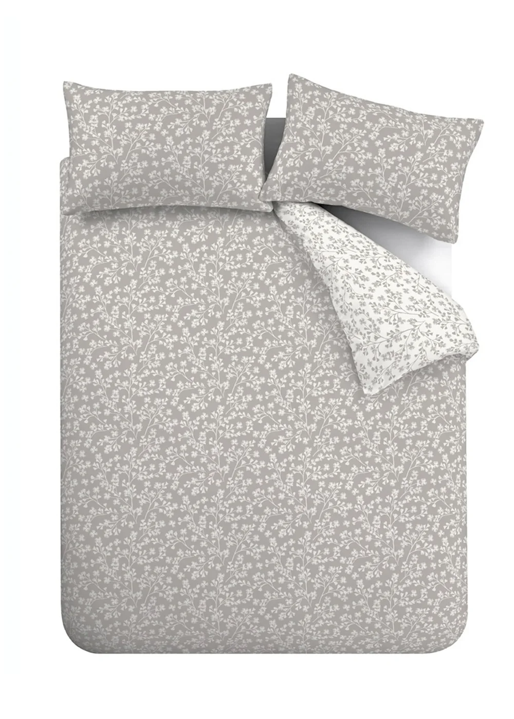 Catherine Lansfield Brushed Grace Floral Cotton Reversible Duvet Cover Set - Single Image 5