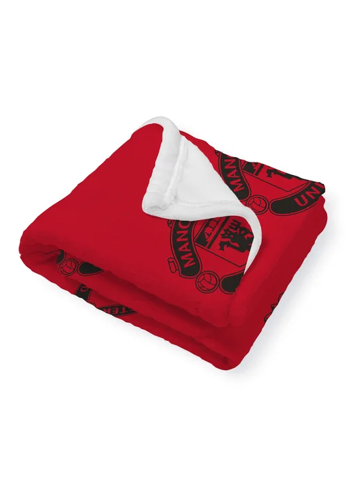 Manchester United FC Faux-Shearling Backed Fleece Throw (120x150cm) - 120 X 150 Image 4